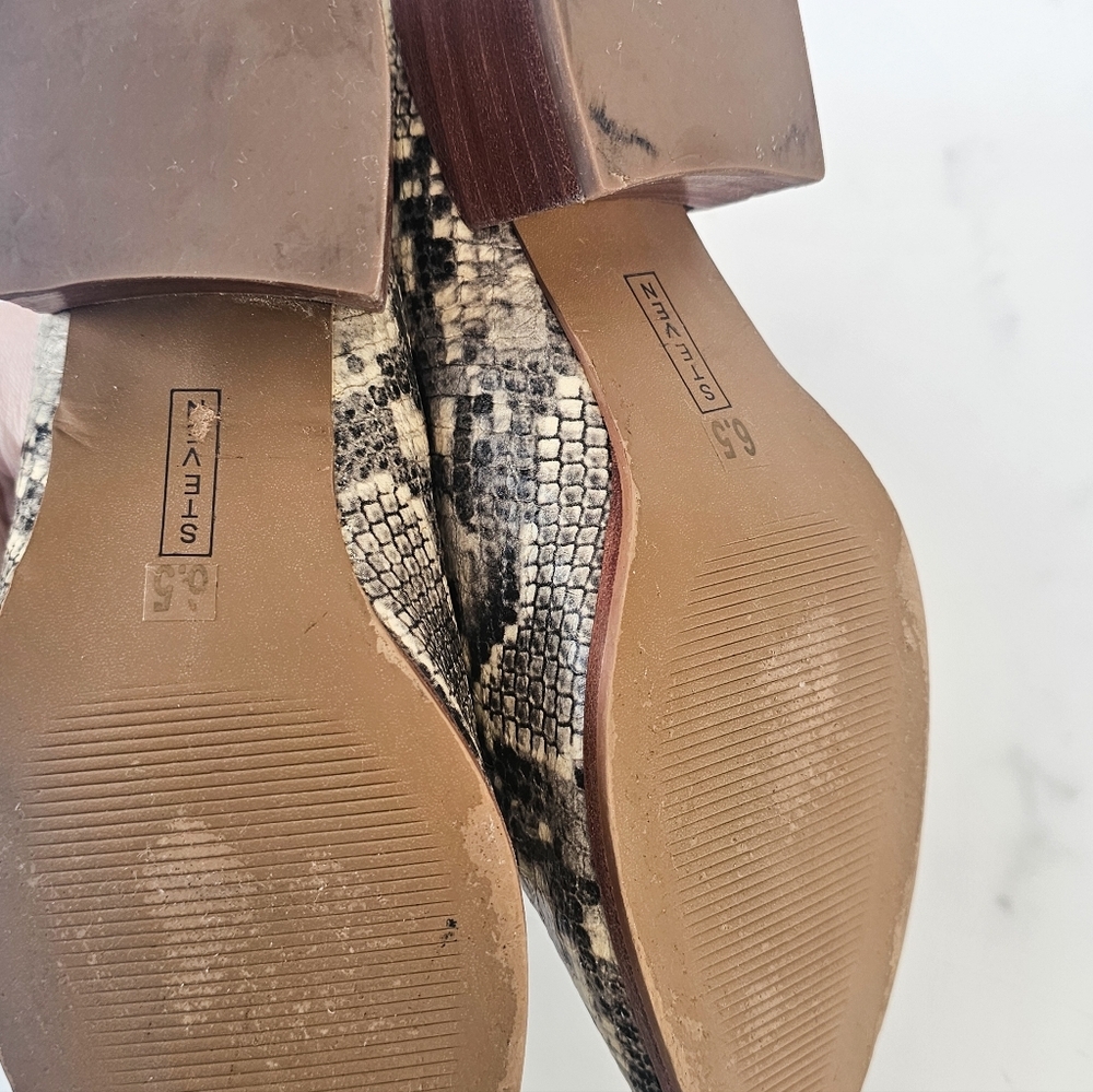 Steven by Steve Madden Women's Pointed Toe Snakeskin Block Heel Mules Sz 6.5 - Picture 5 of 5
